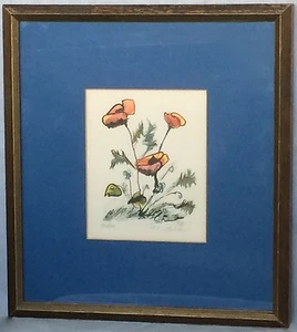 "Jean Bohr firmado ""Poppy Bouquet"" enmarcado serigrafía estampado 14"" x 16" - Imagen 1 de 8