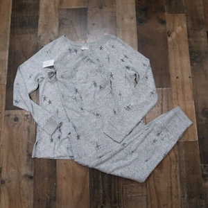 NWT Soma Womans Small Grey Stars 2 Piece Pajama Jogger Set Top Bottom - Picture 1 of 5