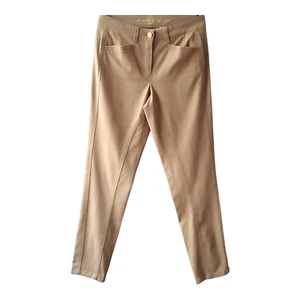 WOMENS TRAUSERS SIZE 12 COTTON HIGH WAIST BASLER BEIGE POCKETS TAPERED LEG NEW - Picture 1 of 24