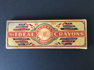 IDEAL BOX OF CRAYONS, OVER 100 YEARS OLD, COMPLETE WITH CARDBOARD HOLDER, GOOD - Picture 1 of 6