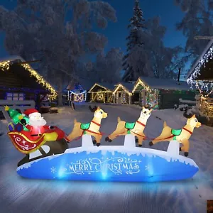 10 FT Santa Sleigh with Reindeer Christmas Inflatables Outdoor Decorations, C... - Picture 1 of 7