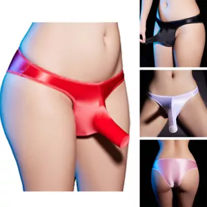 Mens Underwear Silky Panties Elephant Nose Briefs Glossy G-String Underpants - Picture 1 of 66