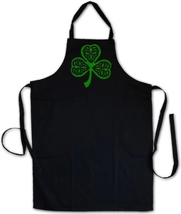 SHAMROCK IRISH KNOT II KOCHSCHÜRZE GRILLSCHÜRZE Cloverleaf Irland Kleeblatt - Picture 1 of 1