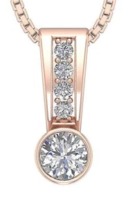 Lab Grown Genuine Diamond VS1 F 0.40 Ct Fashion Pendant Necklace 14K Rose Gold - Picture 1 of 8