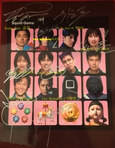 SPECIAL! Squid Game Netflix Card – 8 Cast Members’ 10 inches Autographs + Certif - Picture 1 of 3