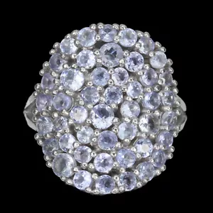 Estate 925 Anello Argento Rotondo Tanzanite Naturale Gemma Gioielli 6 - Foto 1 di 9