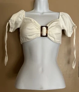 Blusa Tiger Mist Top Mujer S Blanca Recortada Manga Corta - Imagen 1 de 4