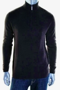 Men's Heather Brown Geoffrey Beene Zip Up Mock Neck Collar Sweater Size L Large - Picture 1 of 7