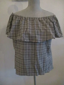 CAMICIA NUOVA CON ETICHETTE MICHAEL KORS NERA CHECK OFF SPALLA PREZZO AL DETTAGLIO CONSIGLIATO DAL PRODUTTORE $120,00 - Foto 1 di 10