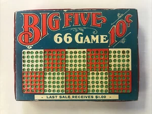 Vintage BIG FIVE 66 - 10 Cents Punch Board Early Advertising - Tavern - Bar Game - Picture 1 of 6