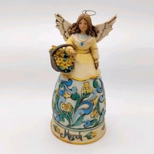 Jim Shore March Angel 6" Figurine Daffodil Basket Aquamarine #4012552 2008 - Picture 1 of 13