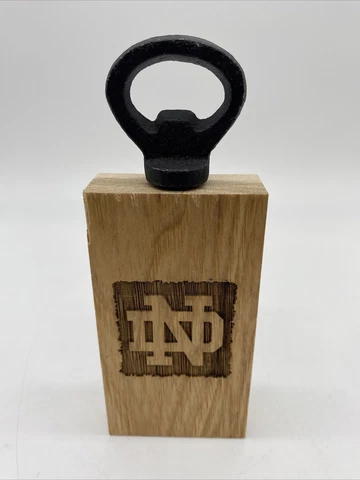 Notre Dame Fighting Irish NCAA Magnetic Bottle Opener 5" x 2" Wood Fridge Magnet Cover