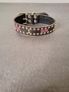 Vintage X-Small Dog Collar Black Faux Leather Medal 12" L 1" Wide, New - Picture 1 of 13