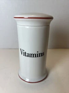 Vintage Copenhagen B&G Denmark Porcelain Vitamin / Pill Box White & Red Stripe - Picture 1 of 9