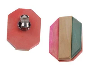 Holz Ohrring mit Design,Multicolor 46mm - Picture 1 of 1
