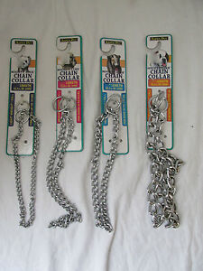 New Aspen Pet Mighty Link Chain Leather Collar Dog Pet Multiple Sizes & Lengths
