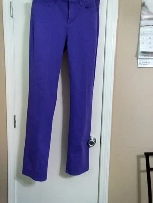 Pantalones para mujer NYDJ púrpura (azul fotos) elevación recta y pliegue talla 10 usados Foto 1 de 4