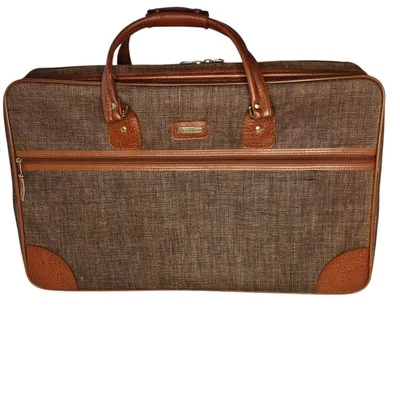 Maletín de viaje de cuero de lona Balenciaga de colección marrón bolso de fin de semana Francia años 70 Foto 1 de 4