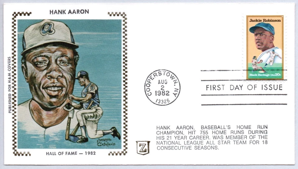 #2016 JACKIE ROBINSON BROOKLYN DODGERS BASEBALL, BLACK HERITAGE FDC, HANK AARON - Image 1 of 1