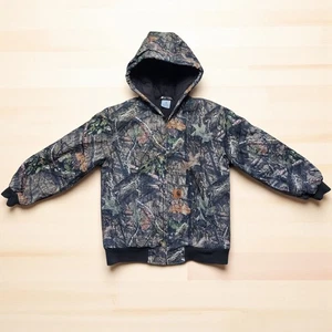 Carhartt Jacket Camo Youth Large 14/16 Hooded Quilt Lined Mossy Oak Hunting EUC - Picture 1 of 14