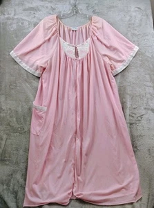 VINTAGE KELLY REED ROSA MORGENMANTEL Größe 26 W Nachthemd bestickt - Bild 1 von 7