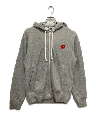 PLAY COMME des GARCONS Sudadera con Capucha con Cremallera con Emblema Rojo Talla: S Gris Hombres AX-T168 Foto 1 de 4