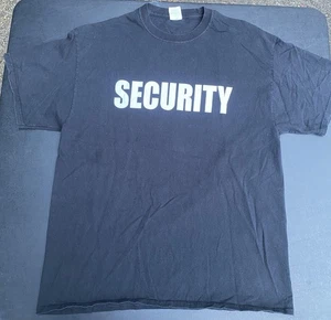 Double Sided SECURITY Graphics Logo Mens XL T-Shirt Black with White Lettering - Picture 1 of 5