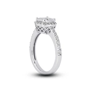 2.31ct F/SI1 Cushion Earth Mined Certified Diamonds White Gold Halo Accent Ring - Picture 1 of 4