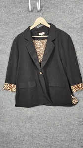 Andree By Unit Jacke Damen 1X Leopard gefüttert 3/4 Arm Blazer Einknopf - Bild 1 von 15