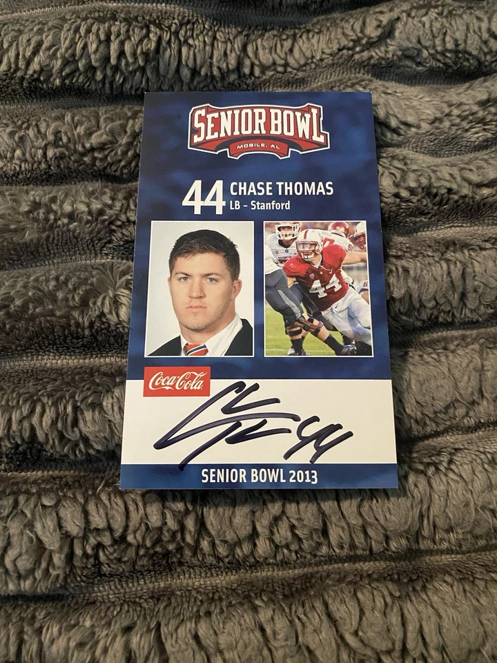 Chase Thomas Stanford Cardinal Football Signed 2013 Senior Bowl Card NCAA - Image 1 of 1