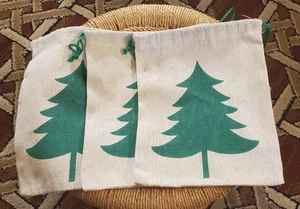 3 Canvas Weihnachtsbaum Design Kordelzug Beutel ~ 6,5" x 8" Neu - Bild 1 von 4