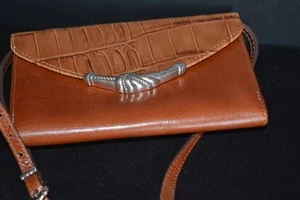 Cartera sin asas de hombro pequeña de cuero marrón Brighton de colección - Imagen 1 de 9