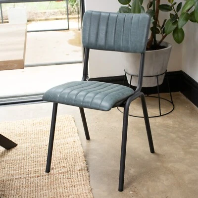 BLUE UPHOLSTERED DINING CHAIR CAFE CHAIR STACKING CHAIR RESTAURANT CHAIR