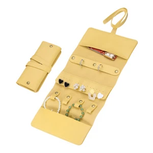 Travel Jewelry Roll Bag Portable Travel Jewelry Case for Jewelry, Yellow - Picture 1 of 6