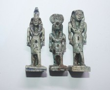 3 RARE ANCIENT EGYPTIAN PHARAONIC ANTIQUE Horus Ramses II Ramses III Statues