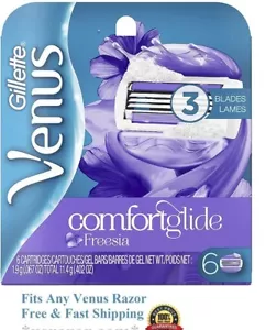 6 cartucho de recarga de cuchillas de afeitar Gillette Venus Comfort Glide Freesia apto para abrazo - Imagen 1 de 2