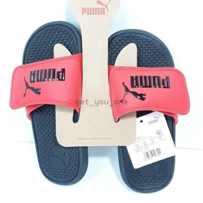 NWT Puma KIDS Size 1C Cool Cat V Slide Sandal Red/Black - Image 1 of 4