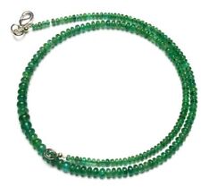 Natural Russian Emerald Smooth Rondelle Gemstone Bead Handmade Necklace 18" Gift