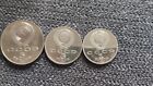 Set of 3 Coins (5, 3 & 1 Rubles) 1987 Commemorative 70 years Revolution USSR 