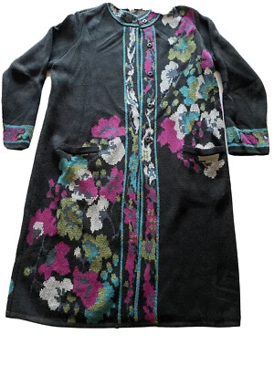 J Jill Mujer Cárdigan Largo Floral Negro Con Botones a Presión Pequeño Mediano  Foto 1 de 4