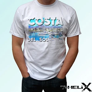 Costa Del Sol - weißes T-Shirt Oberteil Spanien Flagge Design - Herren Damen Kinder & Baby - Bild 1 von 5