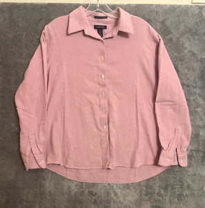 LANDS END Hemd Damen Large Petite Portugiesisch Flanell Knopfleiste Baumwolle Rosa - Bild 1 von 9