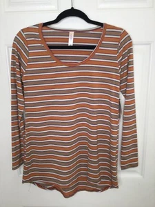 New Nwt Lularoe Lynnae XS Strips brown purple tan gold long sleeves  - Picture 1 of 2