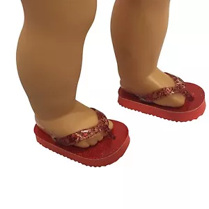 Rot gepunktete Flip Flops für 18 Zoll Puppen - Flip Flops passt 18 Zoll Puppen - Bild 1 von 7