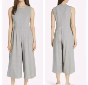 EILEEN FISHER Organic Cotton Jumpsuit Heather Gray Petite L Cropped Leg - Picture 1 of 9