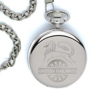 British Railways Cycling Lion Engraved Pocket Watch - Picture 1 of 7