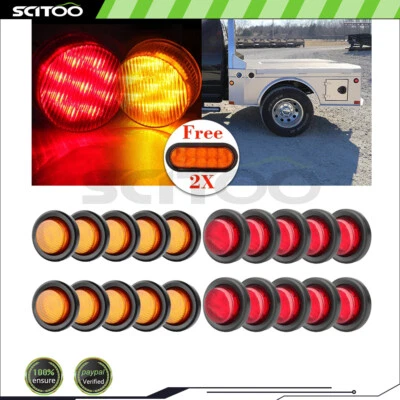 Marcador lateral de lente rojo ámbar de 20 piezas para Freightliner Century Class 1999 10,3 L 10,8 L Foto 1 de 4