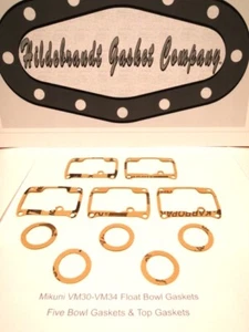 Mikuni VM 30-34 mm 5 Float Bowl & 5 Top Gaskets $14.00 Free Shipping! - Picture 1 of 1