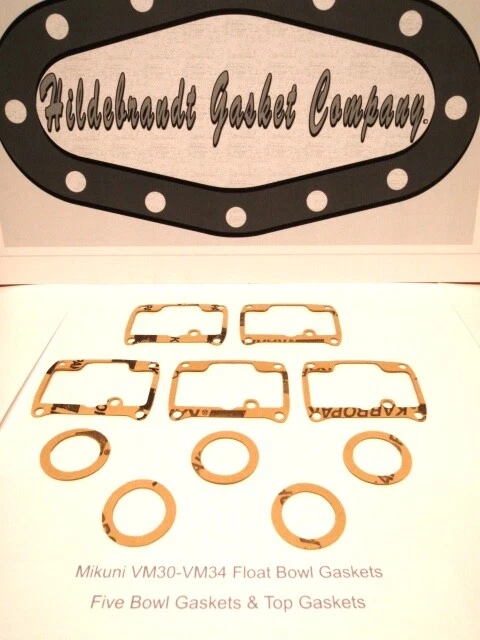 Mikuni VM 30-34 mm  5 Float Bowl & 5 Top Gaskets $14.00 Free Shipping! - Image 1 of 1