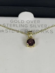 Gold Over Sterling Silver 925 Amethyst Crystal Pendant Women's Jewelry- New - Picture 1 of 6